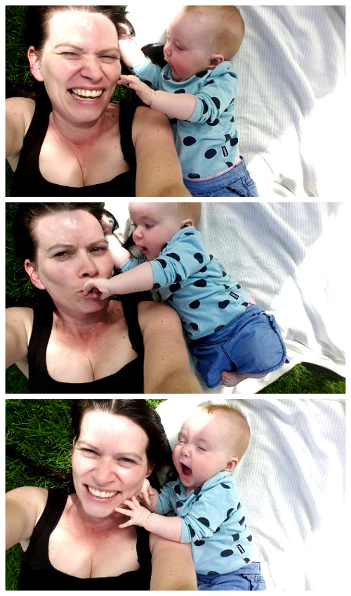 Film strip collage of Kiss the Baby watercolour baby portraits